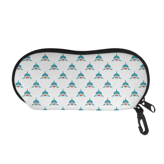 Smiley Shark Pattern Print Glasses Case