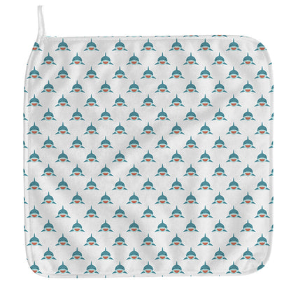 Smiley Shark Pattern Print Hand Towel