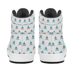 Smiley Shark Pattern Print High Top Leather Sneakers