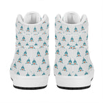 Smiley Shark Pattern Print High Top Leather Sneakers