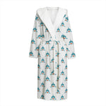 Smiley Shark Pattern Print Hooded Bathrobe