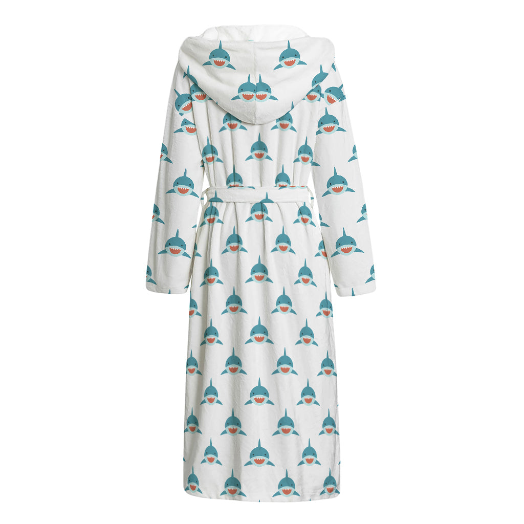 Smiley Shark Pattern Print Hooded Bathrobe