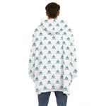 Smiley Shark Pattern Print Hoodie Blanket