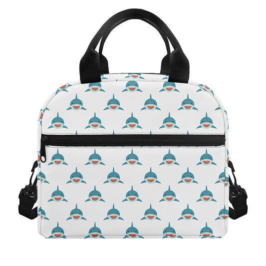 Smiley Shark Pattern Print Insulated Lunch Bag