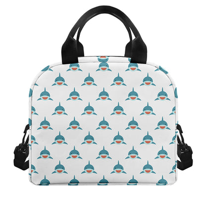 Smiley Shark Pattern Print Insulated Lunch Bag