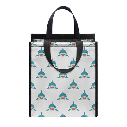 Smiley Shark Pattern Print Insulated Lunch Tote