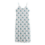 Smiley Shark Pattern Print Jersey Midi Cami Dress