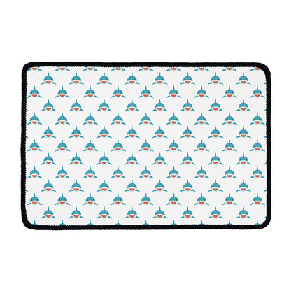 Smiley Shark Pattern Print Kitchen Mat