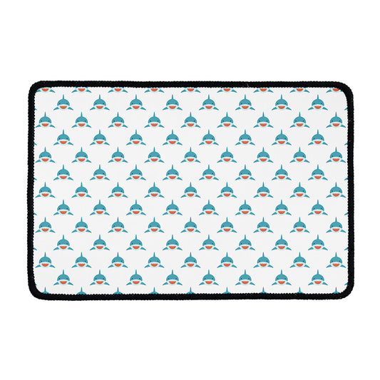Smiley Shark Pattern Print Kitchen Mat