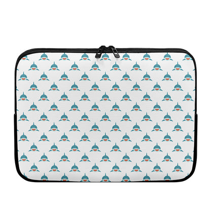 Smiley Shark Pattern Print Laptop Sleeve