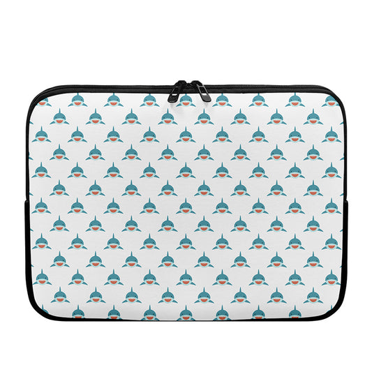 Smiley Shark Pattern Print Laptop Sleeve