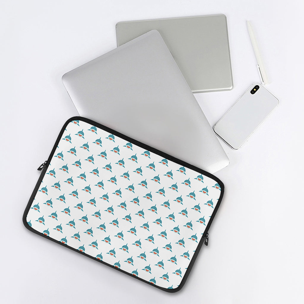 Smiley Shark Pattern Print Laptop Sleeve