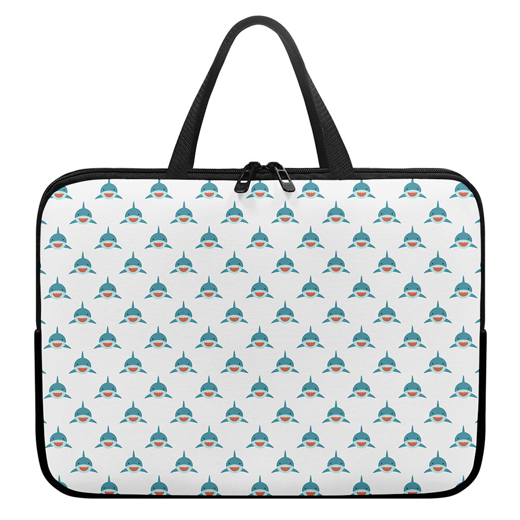 Smiley Shark Pattern Print Laptop Sleeve With Handle