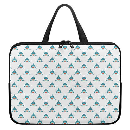 Smiley Shark Pattern Print Laptop Sleeve With Handle