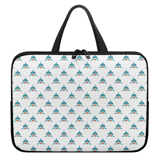 Smiley Shark Pattern Print Laptop Sleeve With Handle