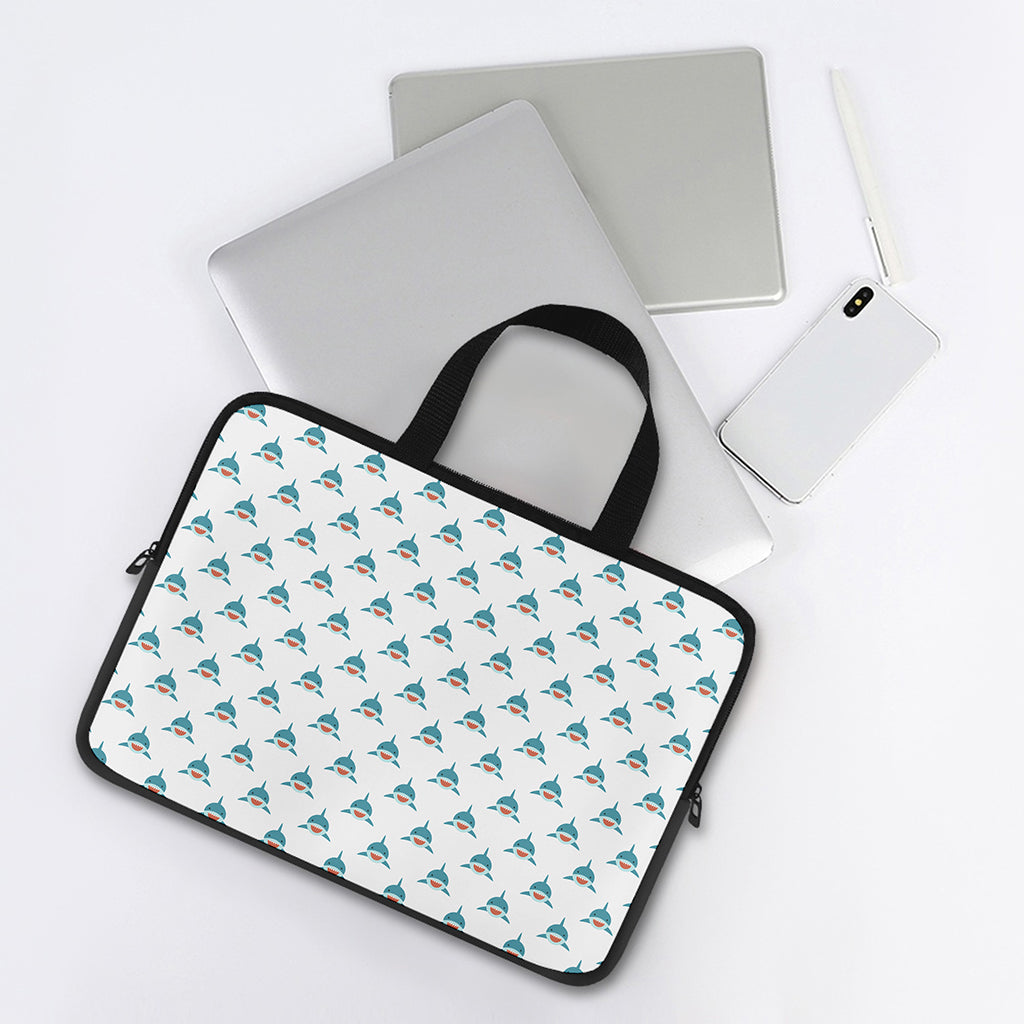 Smiley Shark Pattern Print Laptop Sleeve With Handle