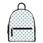 Smiley Shark Pattern Print Leather Backpack