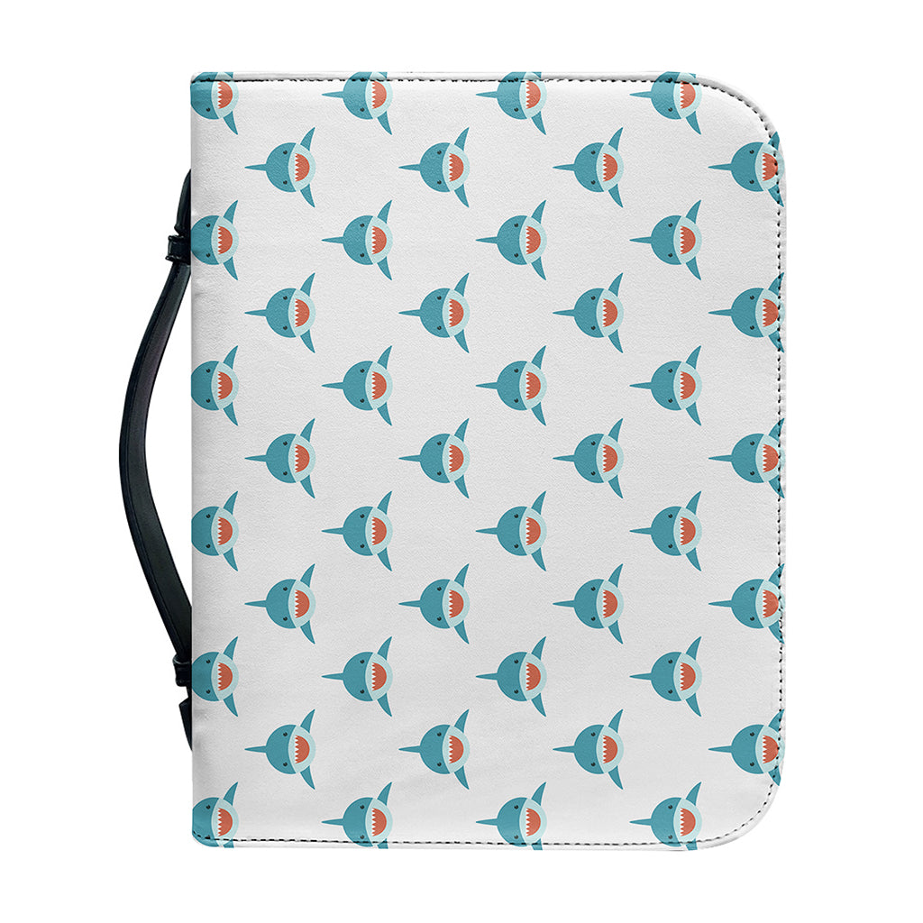 Smiley Shark Pattern Print Leather Bible Cover