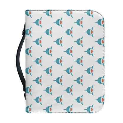 Smiley Shark Pattern Print Leather Bible Cover