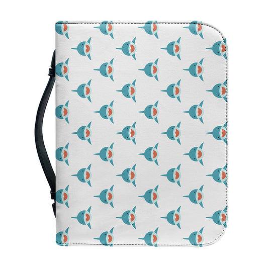 Smiley Shark Pattern Print Leather Bible Cover