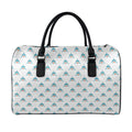 Smiley Shark Pattern Print Leather Duffel Bag
