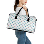 Smiley Shark Pattern Print Leather Duffle Bag