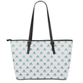 Smiley Shark Pattern Print Leather Tote Bag With Zipper