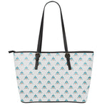 Smiley Shark Pattern Print Leather Tote Bag