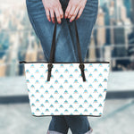Smiley Shark Pattern Print Leather Tote Bag