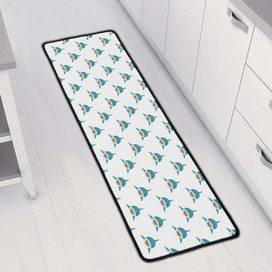 Smiley Shark Pattern Print Long Kitchen Mat