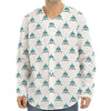 Smiley Shark Pattern Print Long Sleeve Baseball Jersey