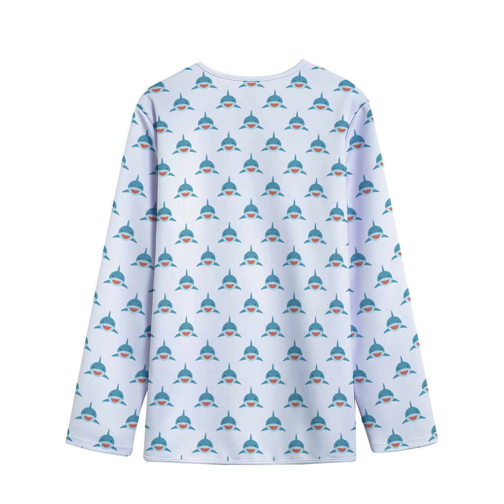 Smiley Shark Pattern Print Long Sleeve Short Coat
