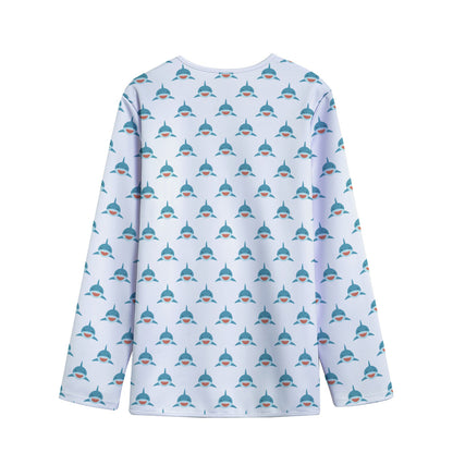 Smiley Shark Pattern Print Long Sleeve Short Coat