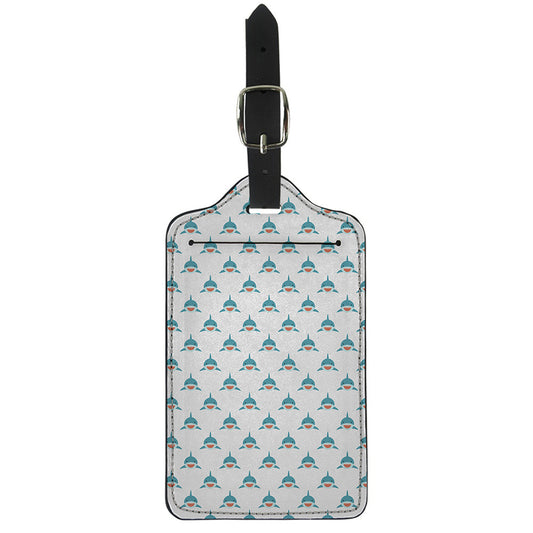 Smiley Shark Pattern Print Luggage Tag