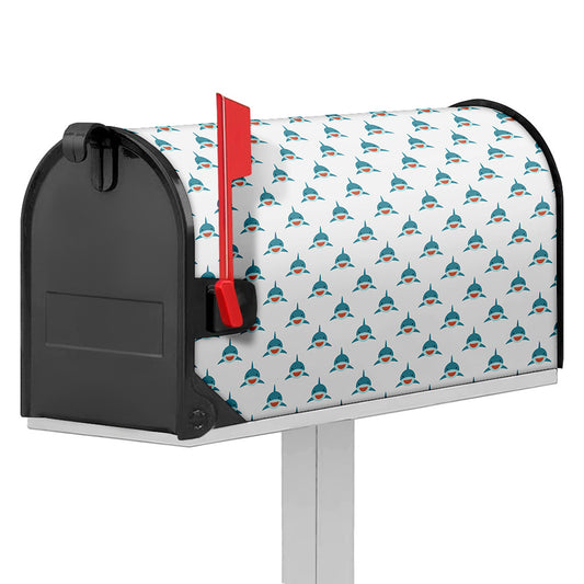 Smiley Shark Pattern Print Mailbox Cover