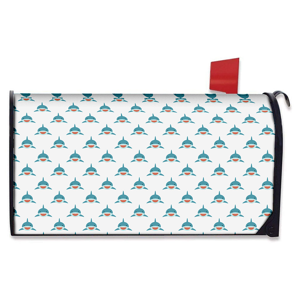 Smiley Shark Pattern Print Mailbox Cover
