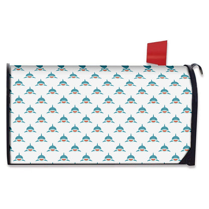 Smiley Shark Pattern Print Mailbox Cover