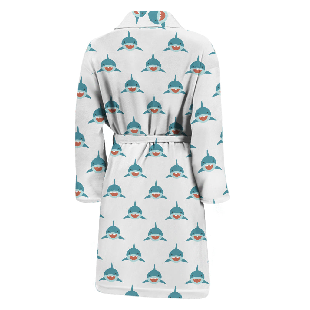 Smiley Shark Pattern Print Men's Bathrobe