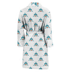 Smiley Shark Pattern Print Men's Bathrobe