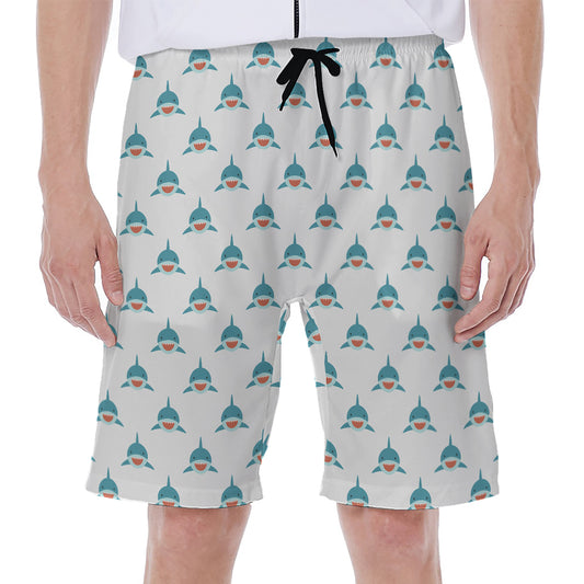 Smiley Shark Pattern Print Men's Beach Shorts