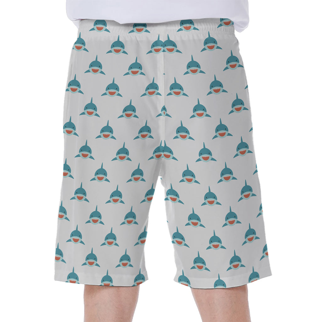 Smiley Shark Pattern Print Men's Beach Shorts