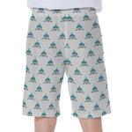 Smiley Shark Pattern Print Men's Beach Shorts