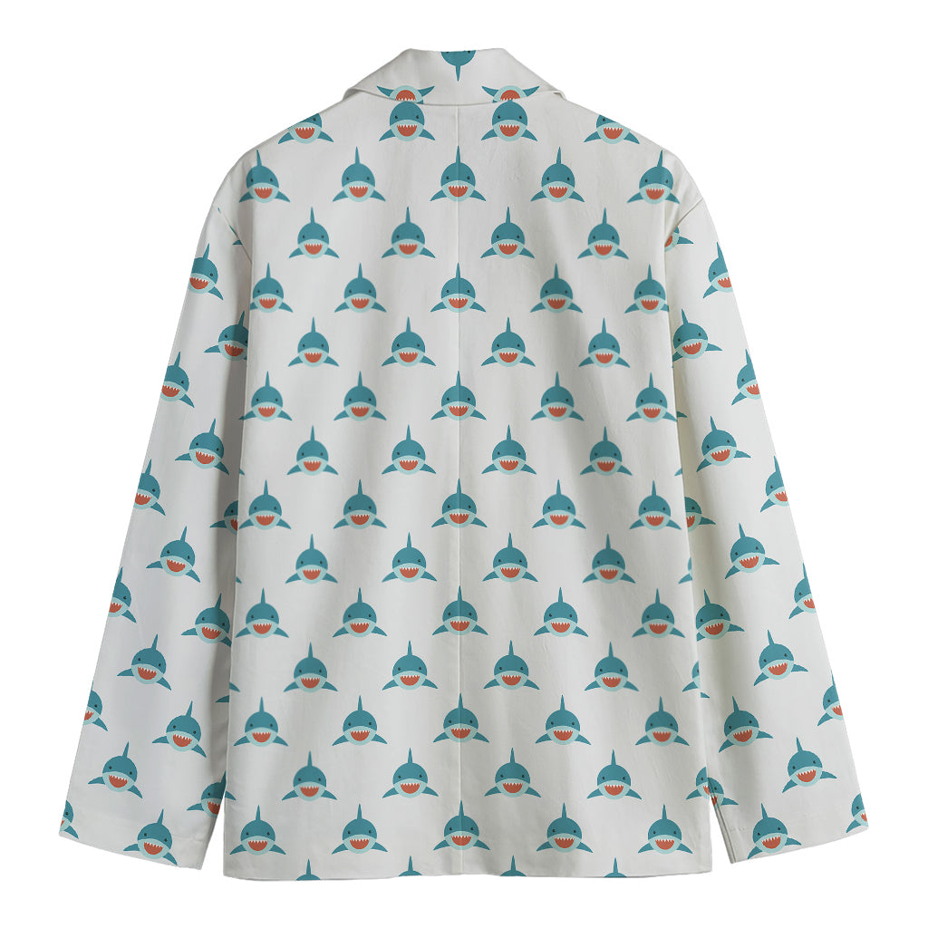 Smiley Shark Pattern Print Men's Blazer