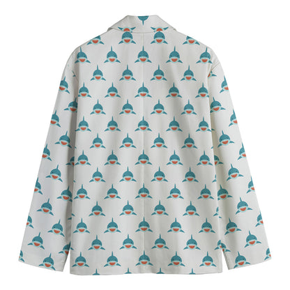 Smiley Shark Pattern Print Men's Blazer