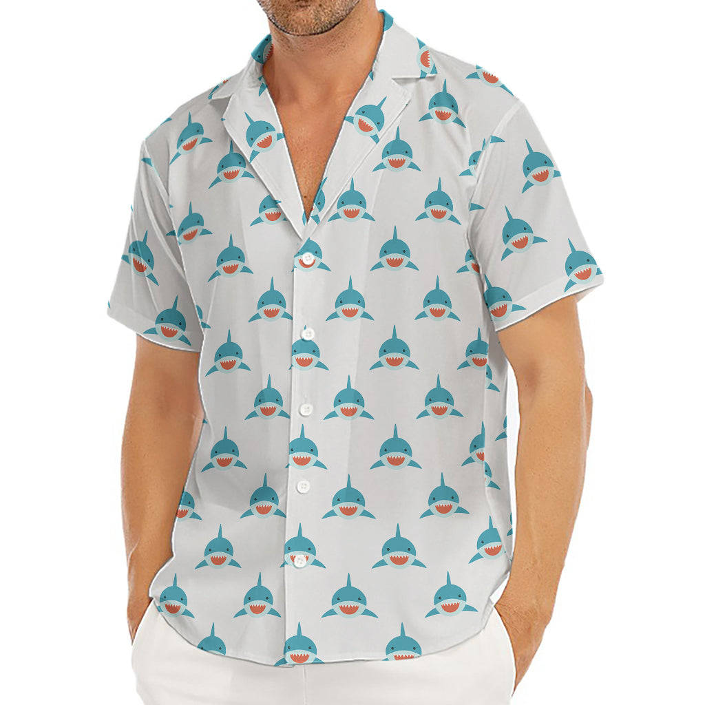 Smiley Shark Pattern Print Men's Deep V-Neck Shirt