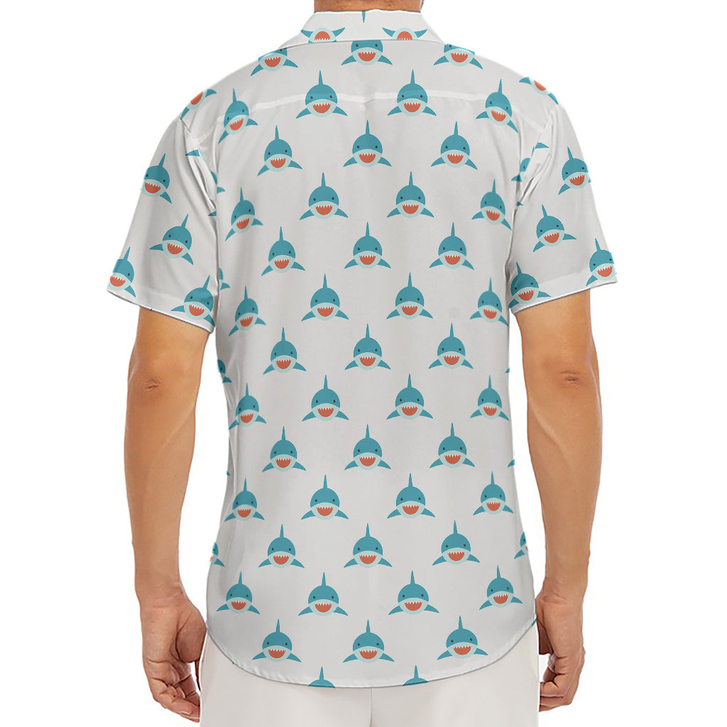 Smiley Shark Pattern Print Men's Deep V-Neck Shirt