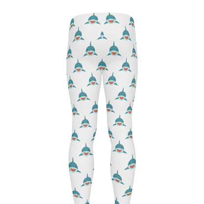 Smiley Shark Pattern Print Men's leggings