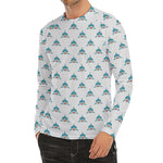 Smiley Shark Pattern Print Men's Long Sleeve Rash Guard