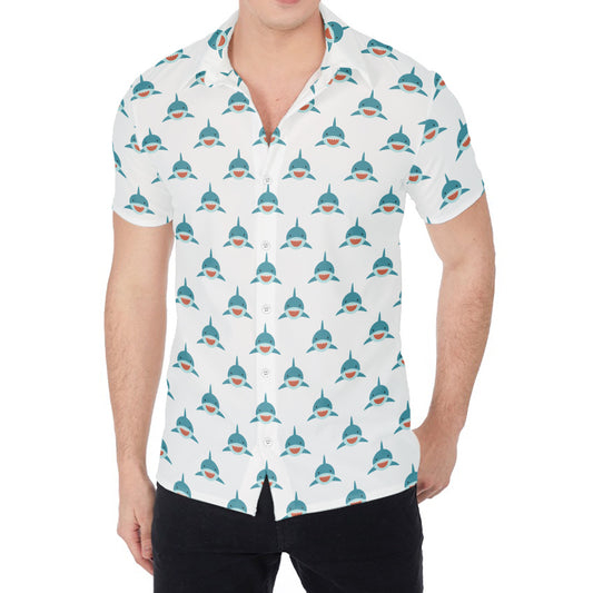 Smiley Shark Pattern Print Men's Shirt