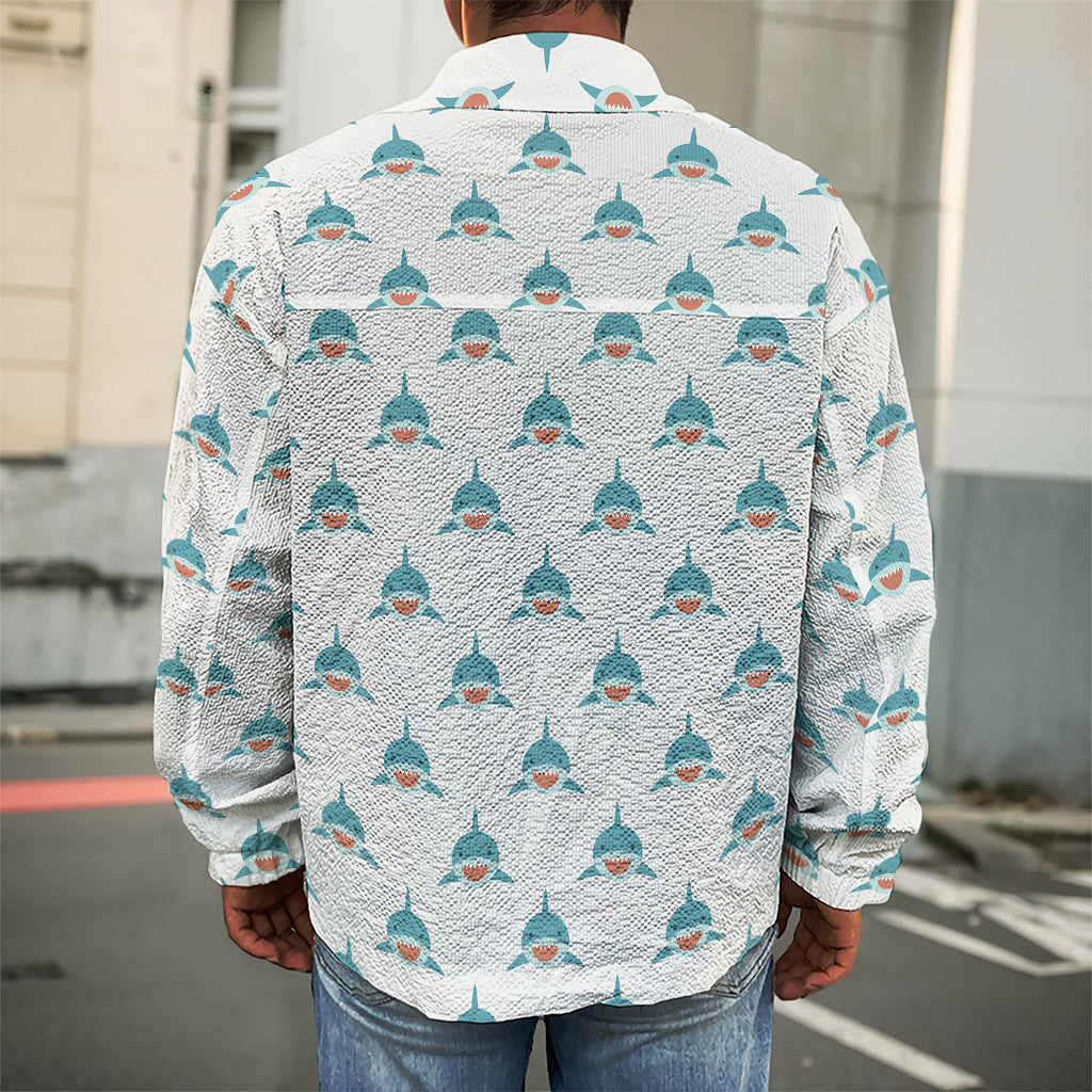 Smiley Shark Pattern Print Men's Shirt Jacket